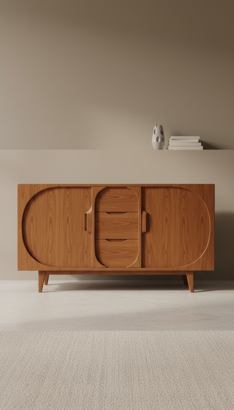 Rosewood Sculptural Credenza Mid-Century