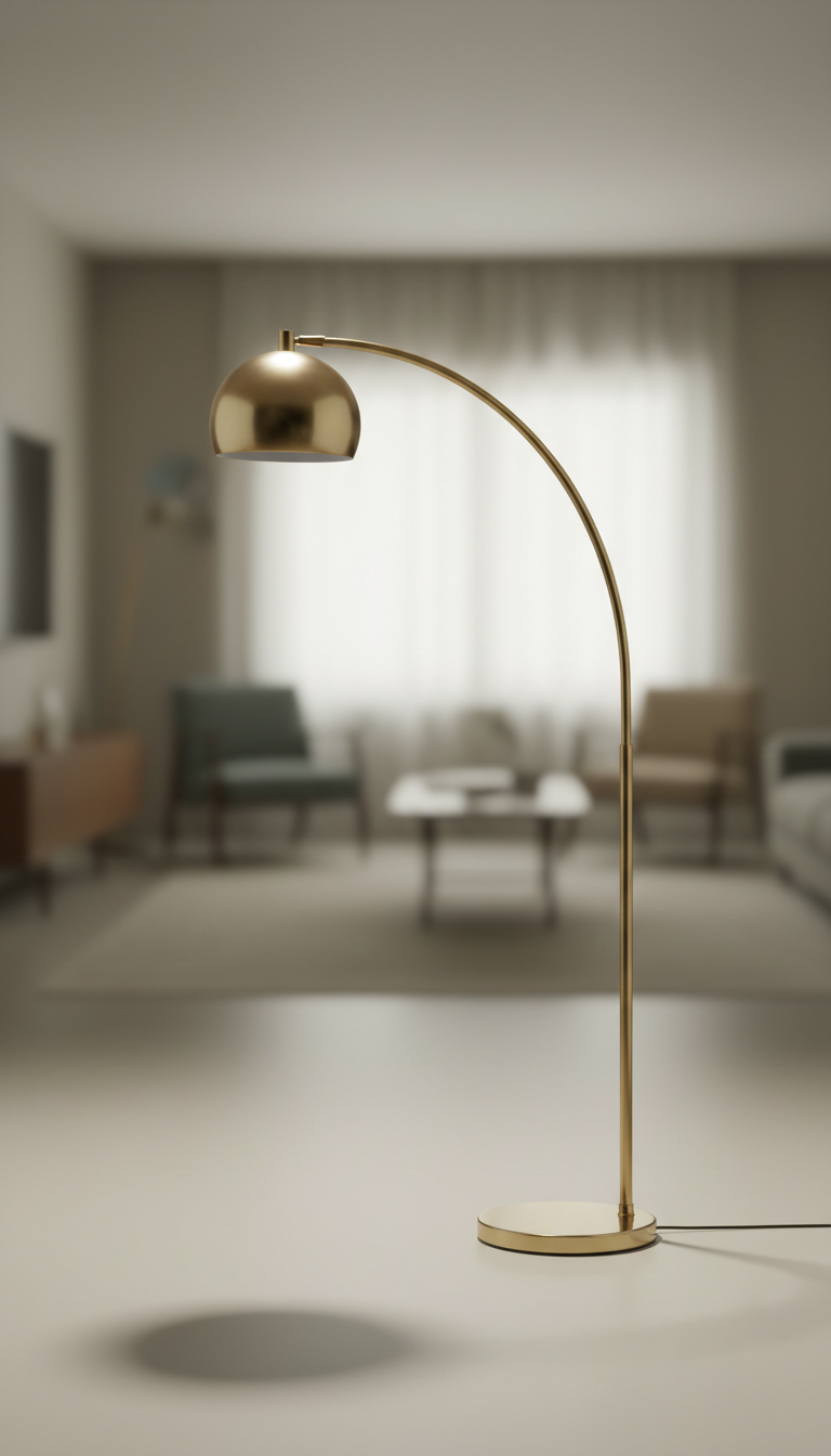 Polished Brass Arc Floor Lamp Vintage